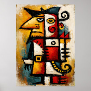 Primitieve Kubistische Kapitein Krachtig Abstract Poster