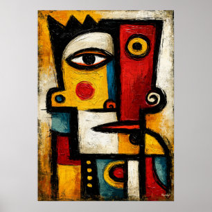 Primitieve Kubistische Koning Krachtige Abstracte Poster
