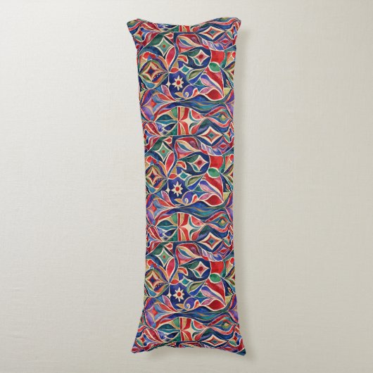 Primitieve kunst Kleurrijke Waterverf Body Pillow Lichaamskussen (Voorkant Verticaal)