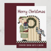 Primitieve Land Kerst Rustieke Kerst Kaart (Voorkant / Achterkant)