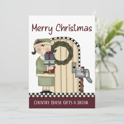 Primitieve Land Kerst Rustieke Kerst Kaart (Staand voorkant)