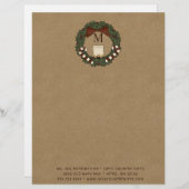 Primitieve Land Kerstkrans Monogrammed Briefhoofd (Voorkant / Achterkant)