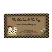 Primitieve Landelijke Boerderij Kip Kraft Etiket (Voorkant)