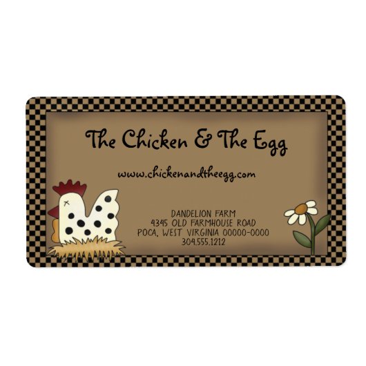Primitieve Landelijke Boerderij Kip Kraft Etiket (Voorkant)