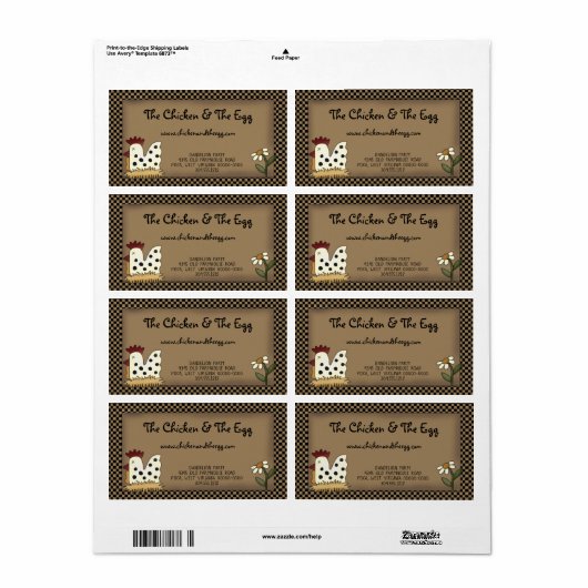 Primitieve Landelijke Boerderij Kip Kraft Etiket (Full Sheet)