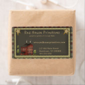 Primitieve Landelijke Rode Saltbox Huis /Stars Etiket (Insitu)