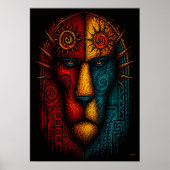 Primitieve Leeuwenkoning Abstracte Kunst – Express Poster (Voorkant)