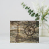Primitieve Nautical Helm Wheel vuurtoren aan de ku Briefkaart (Staand voorkant)