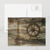 Primitieve Nautical Helm Wheel vuurtoren aan de ku Briefkaart (Voorkant / Achterkant)