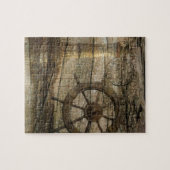 Primitieve Nautical Helm Wheel vuurtoren aan de ku Legpuzzel (Horizontaal)