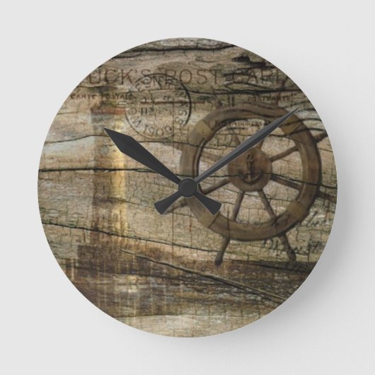 Primitieve Nautical Helm Wheel vuurtoren aan de ku Ronde Klok (Voorkant)