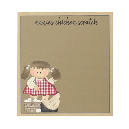 Primitieve Note Pad Sjabloon Chicken Scratch Notitieblok (Voorkant)