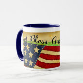 Primitieve Old Glory God Bless America Ceramic Mok (Voorkant links)