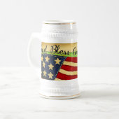 Primitieve Old Glory God zegende America Stein Bierpul (Voorkant links)