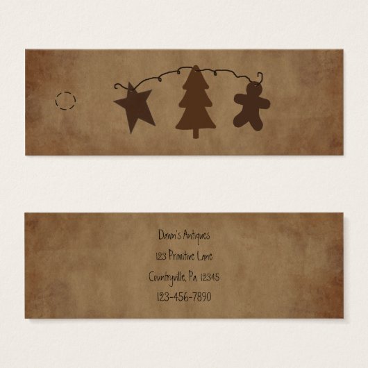 Primitieve Ornamenten Label ophangen Mini Visitekaartjes (Voorkant /achterkant)