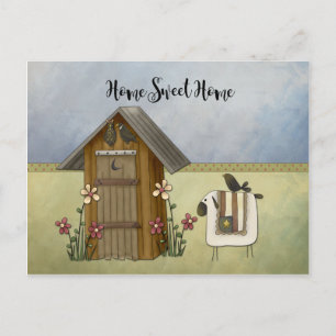 Primitieve Outhouse Sheep Home Housewarming Party  Uitnodiging Briefkaart