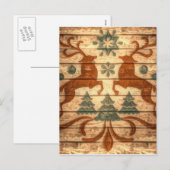 Primitieve rendieren sneeuwvlokken Nordic Christma Feestdagenkaart (Voorkant / Achterkant)