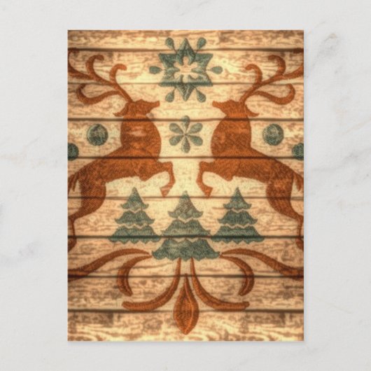 Primitieve rendieren sneeuwvlokken Nordic Christma Feestdagenkaart (Voorkant)