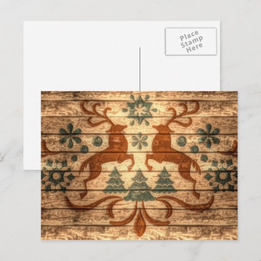 Primitieve rendieren sneeuwvlokken Nordic Christma Feestdagenkaart (Voorkant / Achterkant)