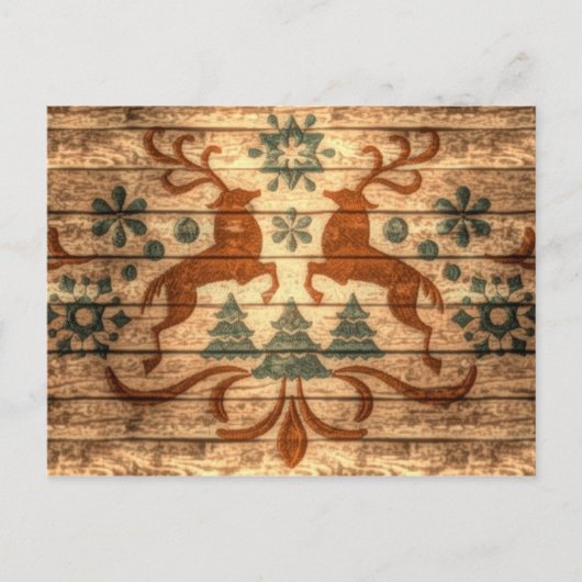 Primitieve rendieren sneeuwvlokken Nordic Christma Feestdagenkaart (Voorkant)