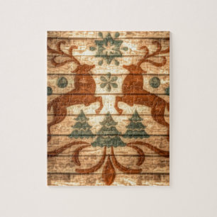 Primitieve rendieren sneeuwvlokken Nordic Christma Legpuzzel