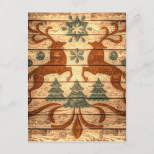 Primitieve rendiersnowflakes noordse kerst feestdagenkaart