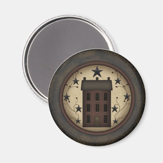 Primitieve rode zoutbak huis magneet (Voorkant / Achterkant)