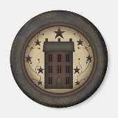 Primitieve rode zoutbak huis magneet (Voorkant)