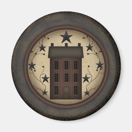 Primitieve rode zoutbak huis magneet (Voorkant)