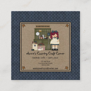 Primitieve rosterstars Country Rag Doll Kraft Vierkante Visitekaartje