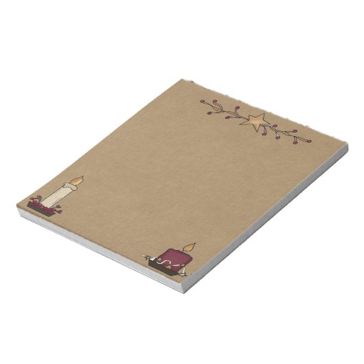 Primitieve Rustic Note Pad met kaarsen en bessen Notitieblok (Linkerzijde)