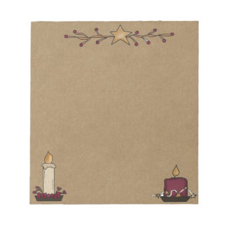 Primitieve Rustic Note Pad met kaarsen en bessen Notitieblok
