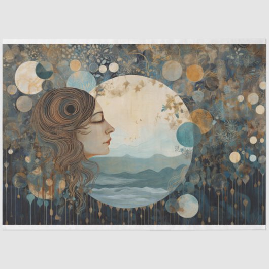 Primitieve Rustieke Hemelse Nacht Sky Decoupage Tissuepapier (Voorkant)