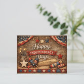 Primitieve Rustieke Onafhankelijkheidsdag Feestdagenkaart (Staand voorkant)