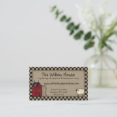 Primitieve Saltbox House en Willow Tree Editable Visitekaartje (Staand voorkant)