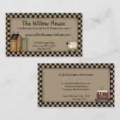 Primitieve Saltbox House en Willow Tree Editable Visitekaartje (Voorkant / Achterkant)