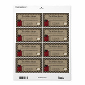 Primitieve Saltbox House en Willow Tree Shipping Etiket (Full Sheet)