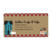 Primitieve Saltbox House Label (Voorkant)