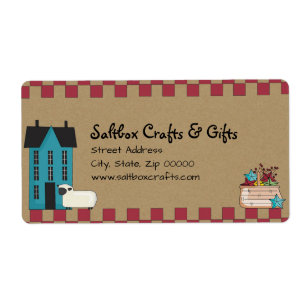 Primitieve Saltbox House Label