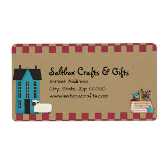 Primitieve Saltbox House Label