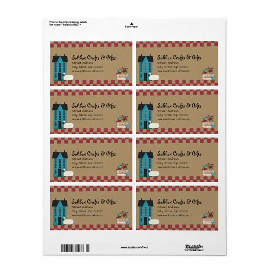 Primitieve Saltbox House Label (Full Sheet)