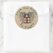 Primitieve Saltbox House Ronde Sticker (Tas)