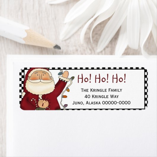 Primitieve Santa Return Adres Label - Vakantie (Insitu)