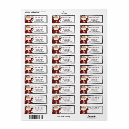 Primitieve Santa Return Adres Label - Vakantie (Full Sheet)