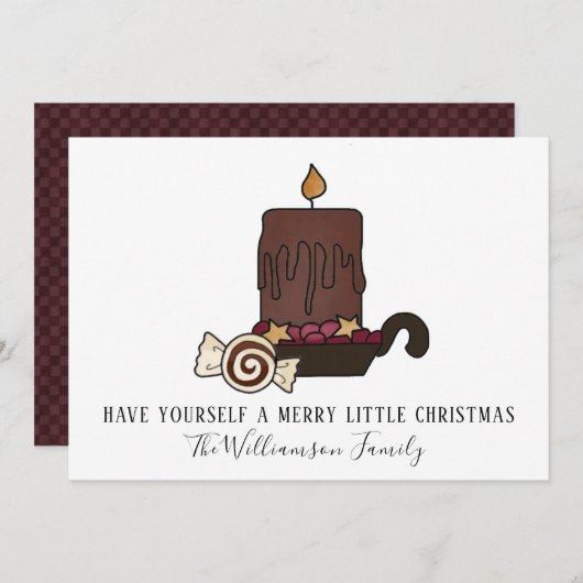 Primitieve Smerige Kaars en Sterren Prettig Kerstf Feestdagenkaart (Voorkant / Achterkant)