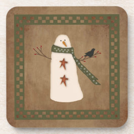 Primitieve sneeuwman Cork Onderzetter