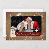 Primitieve Sneeuwman Foto Kerstmis Kaart (Voorkant / Achterkant)