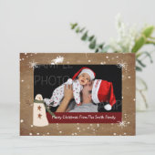 Primitieve Sneeuwman Foto Kerstmis Kaart (Staand voorkant)