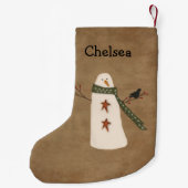 Primitieve sneeuwman kerstkous kleine kerstsok (Achterkant)