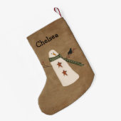 Primitieve sneeuwman kerstkous kleine kerstsok (Achterkant (Hangend))